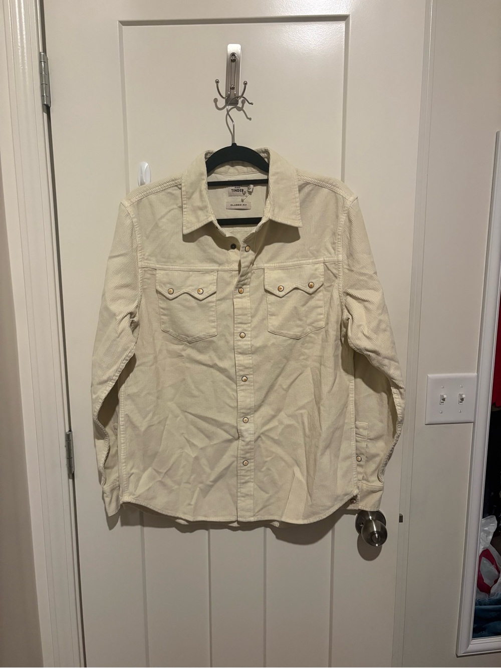 Flint and Tinder Corduroy Western Shirt Medium Salt NWOT - Picture 5 of 8